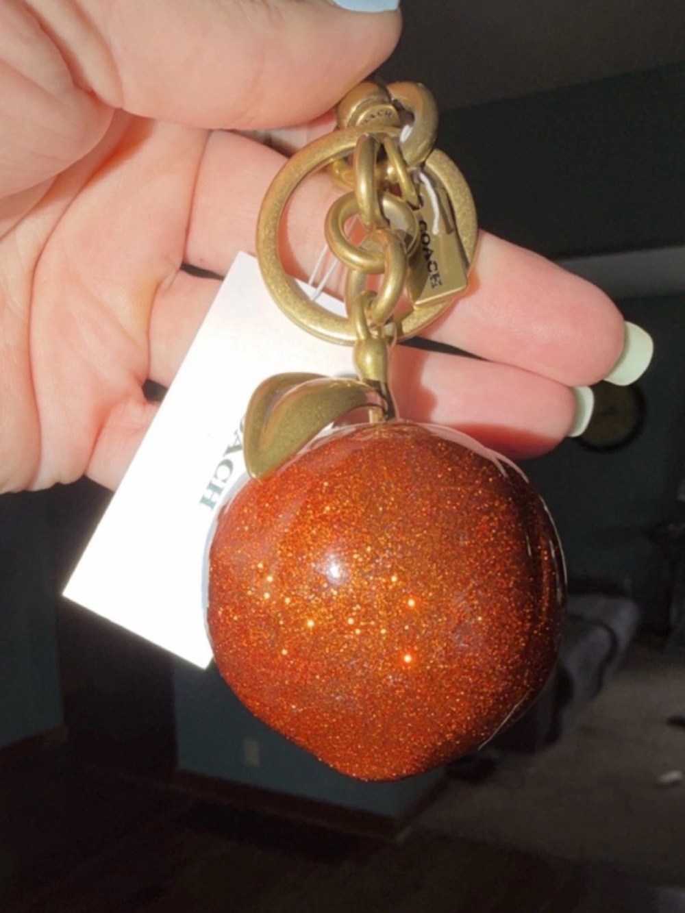 COACH Glitter Peach Keychain - Sparkling Copper/Gold TSITP - Picture 4 of 7
